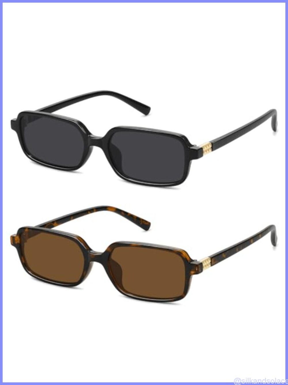Retro Rectangular Square Sunglasses UV400 Protection Lightweight Plastic Women's